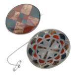 Antique Scottish Revival Silver Brooches including Bloodstone, Moss Agate, 45g