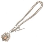 Antique Sterling Silver Albert Watch Chain with Fob, 71g