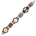 Antique Agate and Jasper Scottish Revival Silver Bracelet, 33.4g