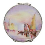 Silver Import Ladies Vanity Compact with Enamel River Scene, 45g