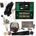 Antique and Later Ladies Vanity Items including Hat Pins, Haberdashery Set