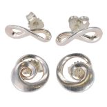 Georg Jensen Silver Earrings including #343A 'Mobius', 3.9g