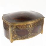 Art Nouveau Erhard & Söhne Brass Inlaid Wooden Box with Red Velvet Inlay