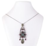 Antique Austro-Hungarian Silver Lavalier Necklace, 18.7g