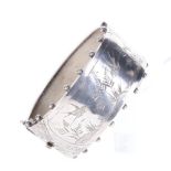 Antique Aesthetic Movement Sterling Silver Bangle with Granulated Edge, 25g