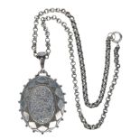 Victorian Silver Locket Pendant Necklace, 28g