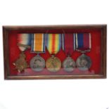 WW1 1914 Mons Star Trio, RAF LSGC & GV Silver Jubilee Medal Group, Framed