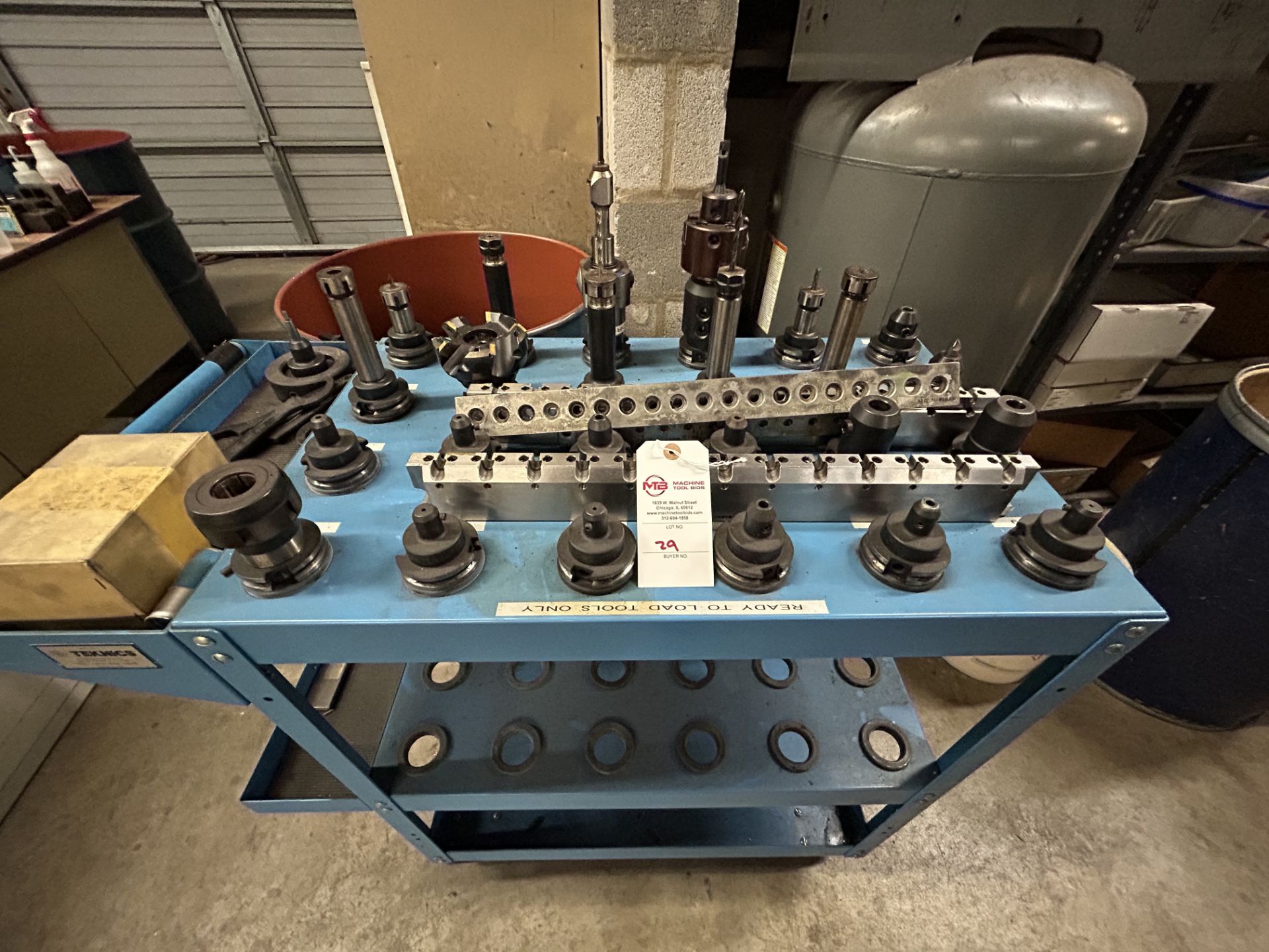 Rolling Tooling Rack 3 Tier Rolling Tool Holder Rack w/ Assorted Holder and Tooling Equipped ...