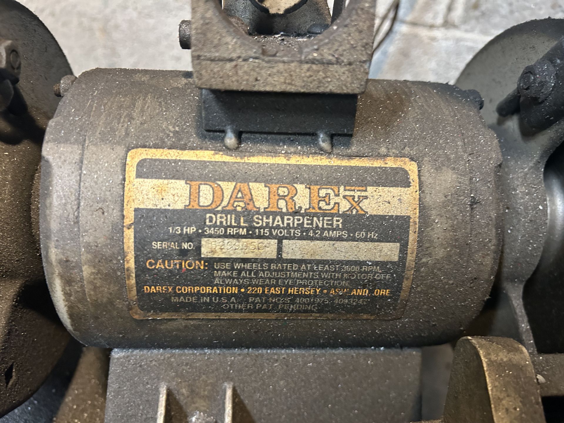 Darex Pedestal Mounted Drill Sharpener Motor HP: 1/3 Motor RPM: 3450 ...