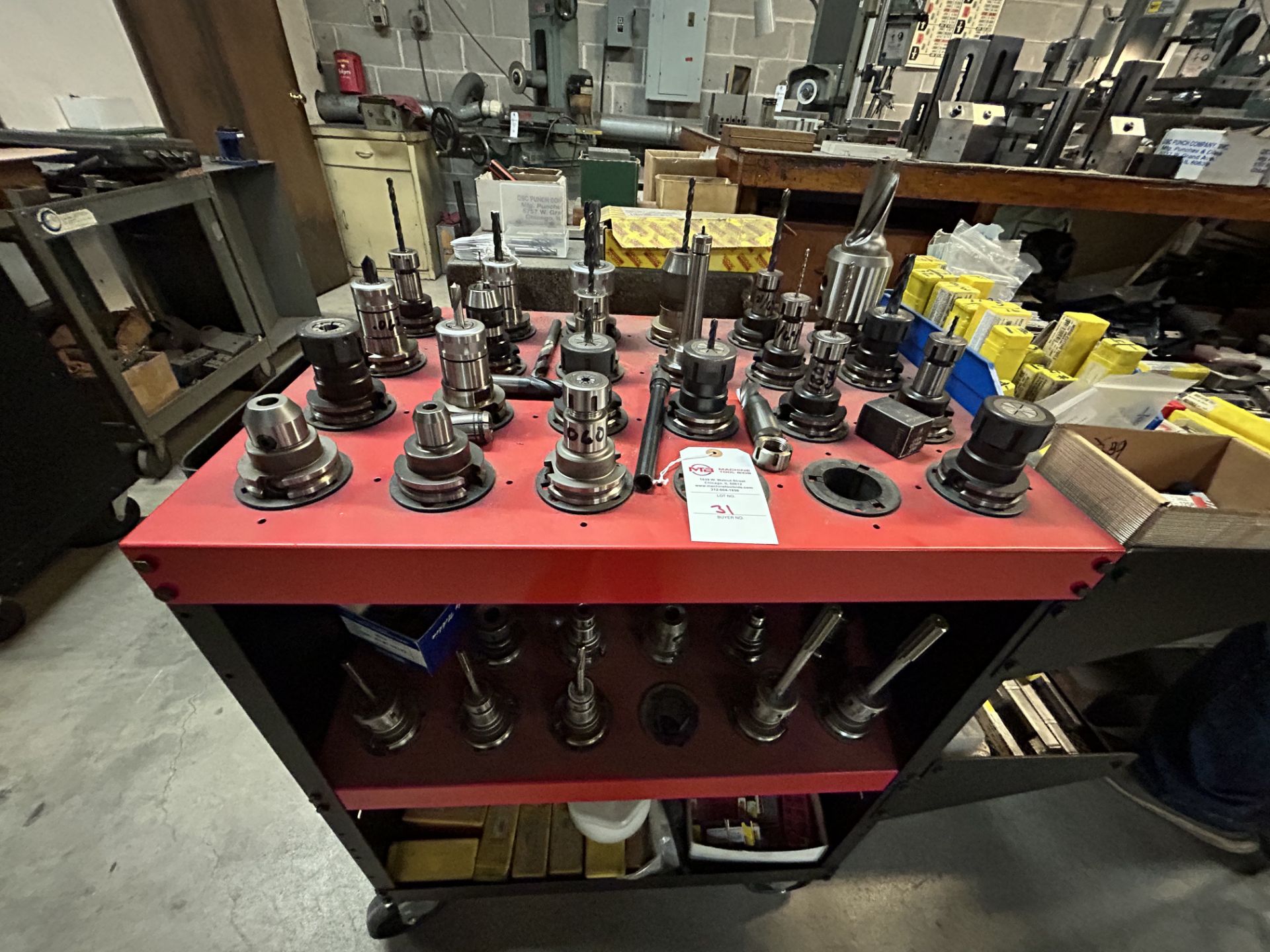 Rolling Tooling Rack 3 Tier Rolling Tool Holder Rack w/ Assorted Holder and Tooling Equipped ...