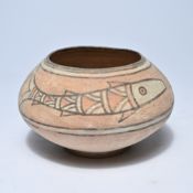 Bowl in pottery with polychrome painting of fish, West Pakistan, Indus Valley Culture 3200-2200 BC