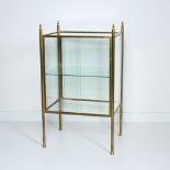 Professional shop display case in bronze (or heavy brass) and glass, early modernism. Originally fro