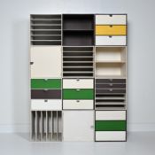 Vintage 1970s Palaset modular storage system in various colors, designed by Ristomatti Ratia for Tre