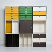 Vintage 1970s Palaset modular storage system in various colors, designed by Ristomatti Ratia for Tre