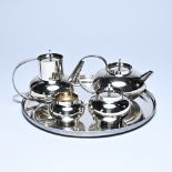 Christofle, silver-plated coffee and tea set, modernist design model Ceylon by Lino Sabbatini, 1960s