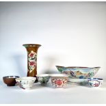 SEVEN PORCELAIN OBJECTS, China, Qing dynasty, 18th/19th century