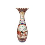 A LARGE KUTANI TRUMPET-SHAPED PORCELAIN VASE, Japan, Meiji period (1868-1912)