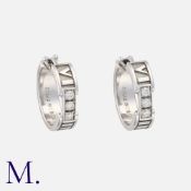 Tiffany & Co, A Pair of Diamond 'Atlas' Hoop Earrings in 18 carat white gold, each of hoop design