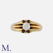 A Diamond Gypsy Ring in 18 carat yellow gold, set with an old cut diamond of approximately 0.50