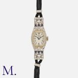 GUBELIN, An Art Deco Cocktail Watch in 18 carat white gold, case with round cut diamonds and
