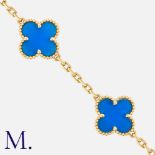 VAN CLEEF & ARPELS, A Vintage Alhambra Bracelet in n18 carat yellow gold, comprising five blue agate