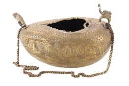 QAJAR BRASS KASHKUI, LATE 19TH CENTURY