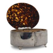 IMPRESSIVE GEORGE V SILVER AND TORTOISESHELL MANICURE BOX, MAKER J & R F LTD, LONDON 1919