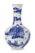 CHINESE BLUE AND WHITE BOTTLE VASE, YONGZHENG STYLE, LATE 20TH CENTURY