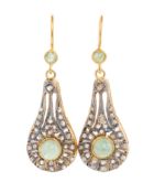 PAIR OF EMERALD AND DIAMOND EARRINGS,