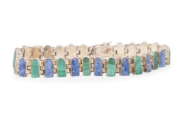 ART DECO MALACHITE AND LAPIS LAZULI BRACELET, EARLY 20TH CENTURY