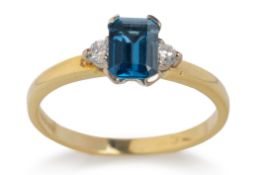 CERTIFICATED TOPAZ AND DIAMOND RING,