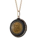 VICTORIAN TORTOISESHELL AND PIQUE CIRCULAR LOCKET,