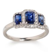 SAPPHIRE AND DIAMOND DRESS RING,