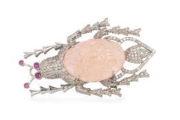 GEM SET BEETLE BROOCH PENDANT,