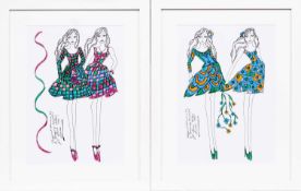 * ROZ JENNINGS, TWO ORIGINAL ILLUSTRATIONS OF DESIGNS FOR LAURA ASHLEY