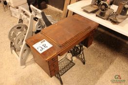 SINGER SEWING TABLE & (3) SEWING MACHINES