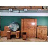 An Art Deco burr walnut Bedroom Suite, Waring & Gillow Ltd, each piece with crossbanding double