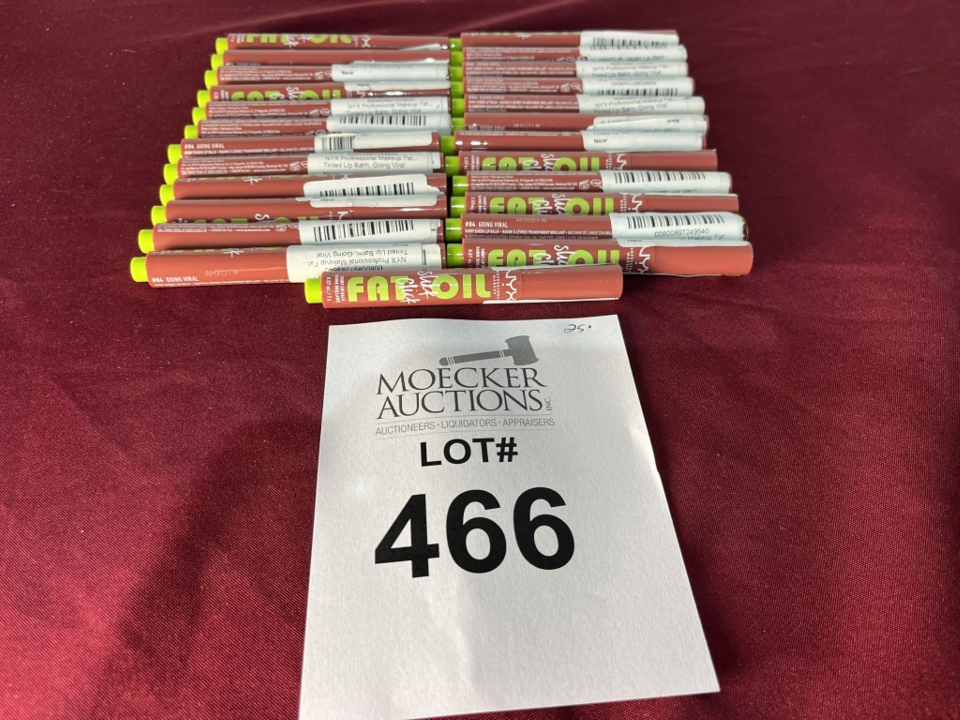LOT CONSISTING OF (25) NYX FAT OIL SLICK CLICK LIP BALM, NEW