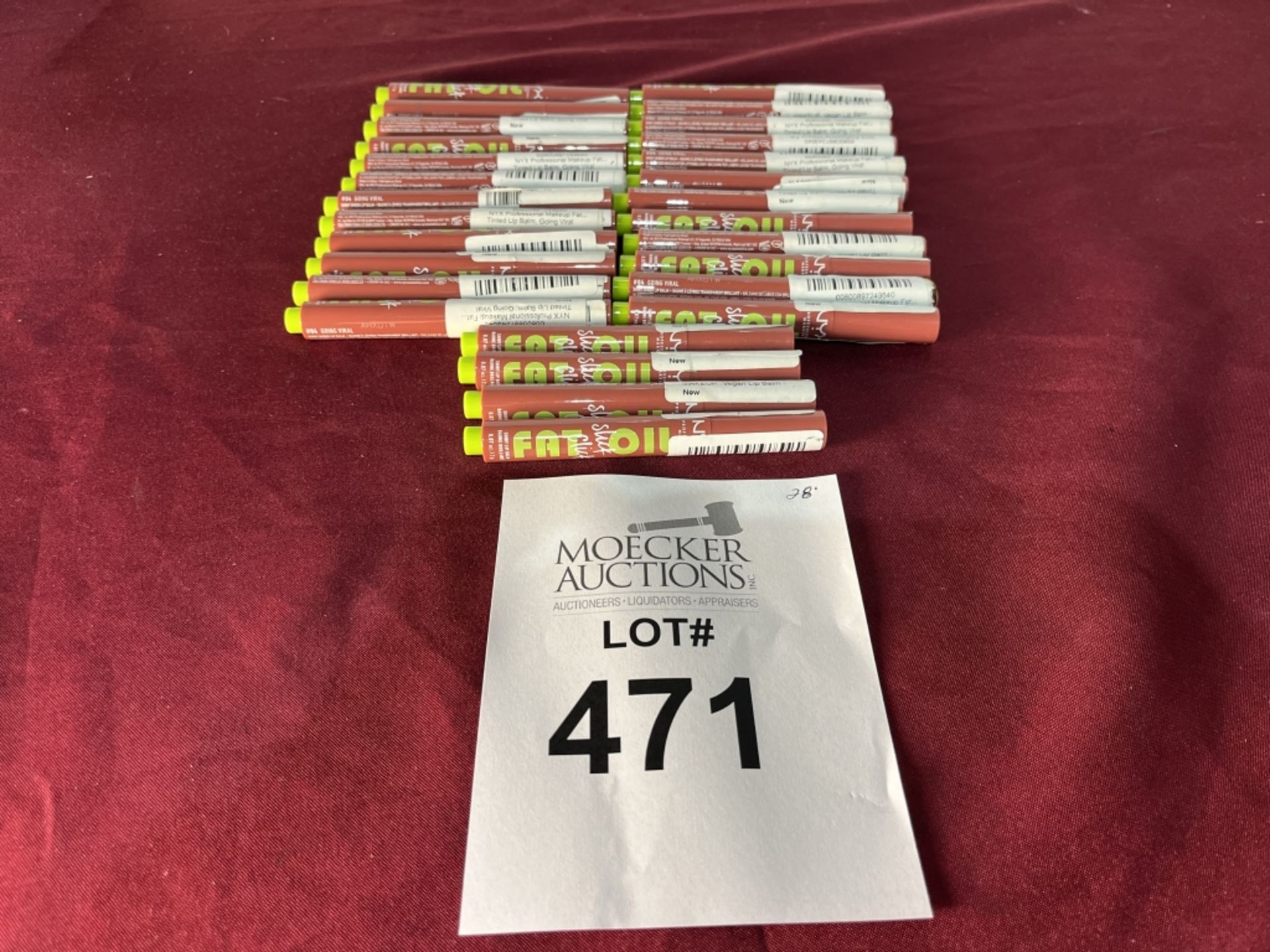 LOT CONSISTING OF (28) NYX FAT OIL SLICK CLICK LIP BALM, NEW
