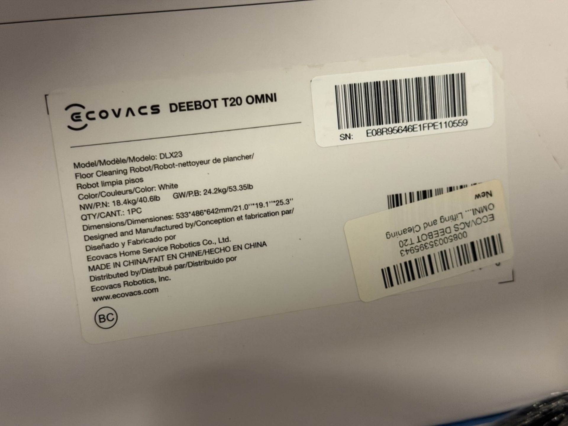 ECOVACS DEEBOT T20 OMNI ROBOT VACUUM AND MOP, NEW - Image 5 of 6