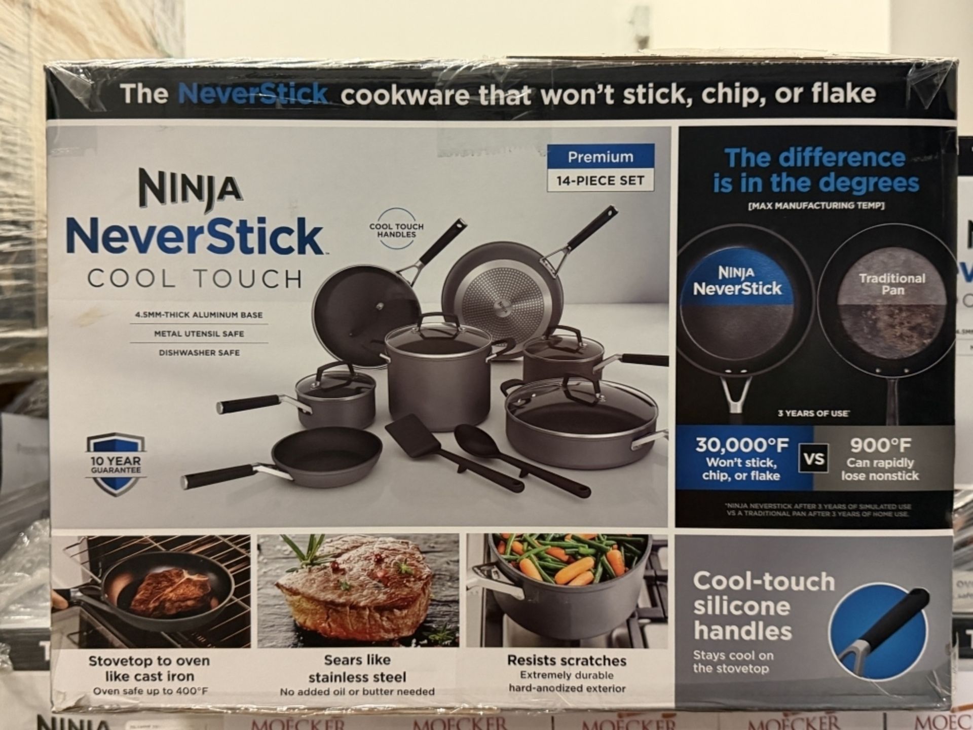 NINJA NEVER STICK (14) PCS COOKWARE SET, NEW