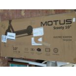 A boxed Motus Scooty 10 Inch Electric Scooter (untested) Shipping Unavailable