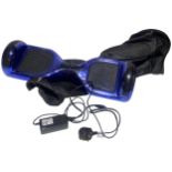 A Metallic Blue Self-Balancing Scooter with Carrying Case and Mains Adapter (untested), No Shipping