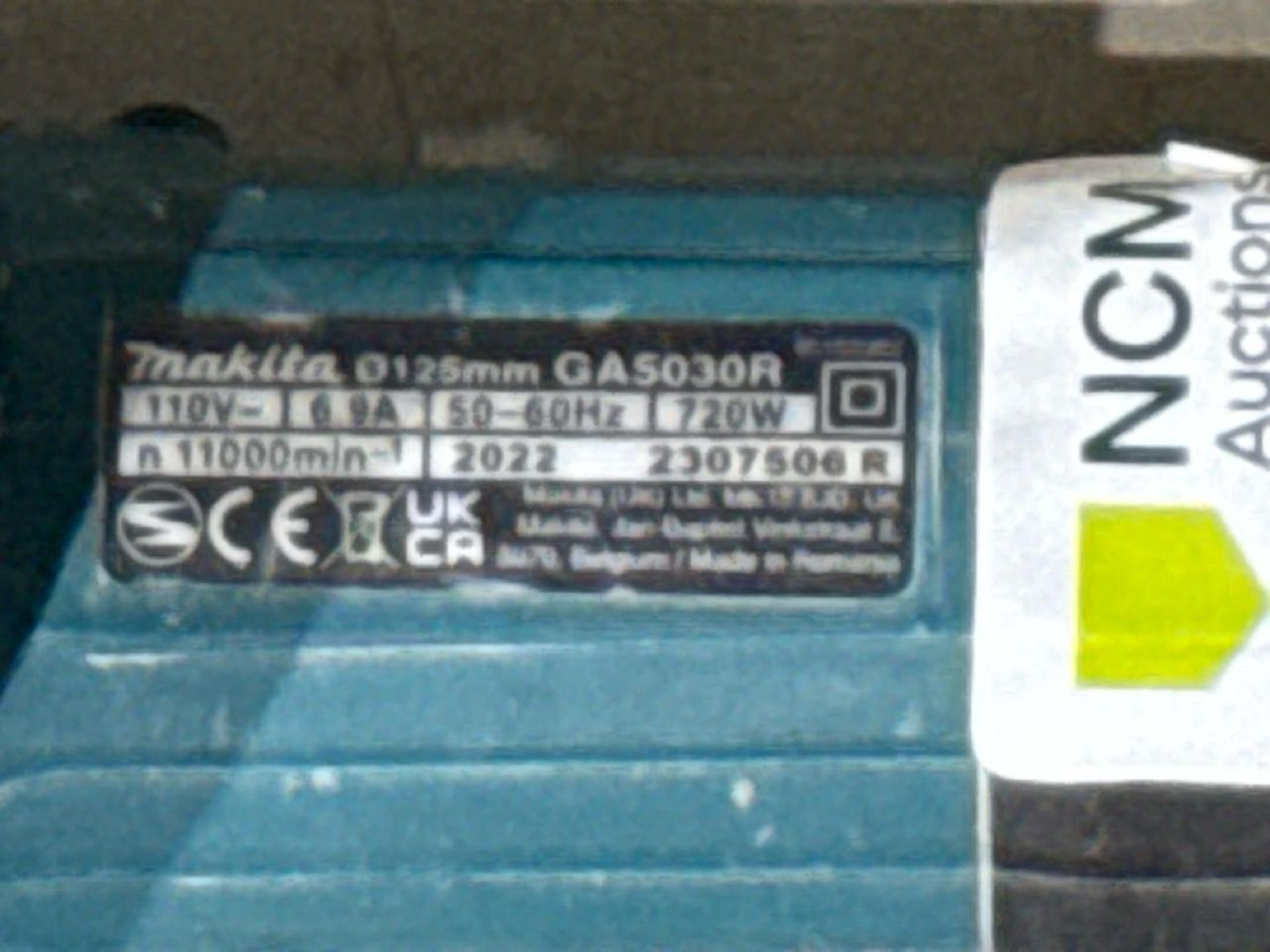 Makita Angle Grinder - 125Mm (5") 110V. S/N: 2307506 R-THX15715 - No Reserve - Image 4 of 6