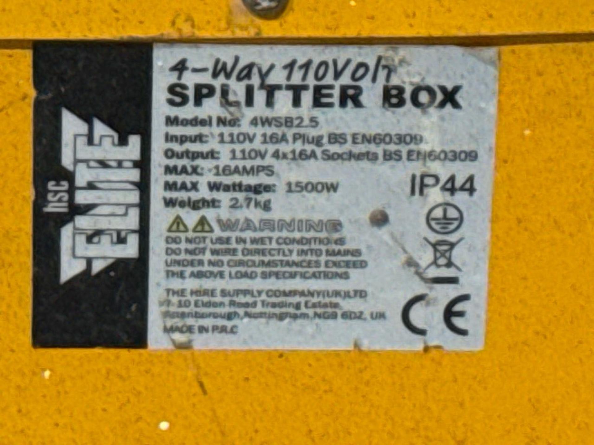 Elite 4 Way Splitter Box 110V 16A. S/N: Blank-THX10914 - No Reserve - Image 2 of 6