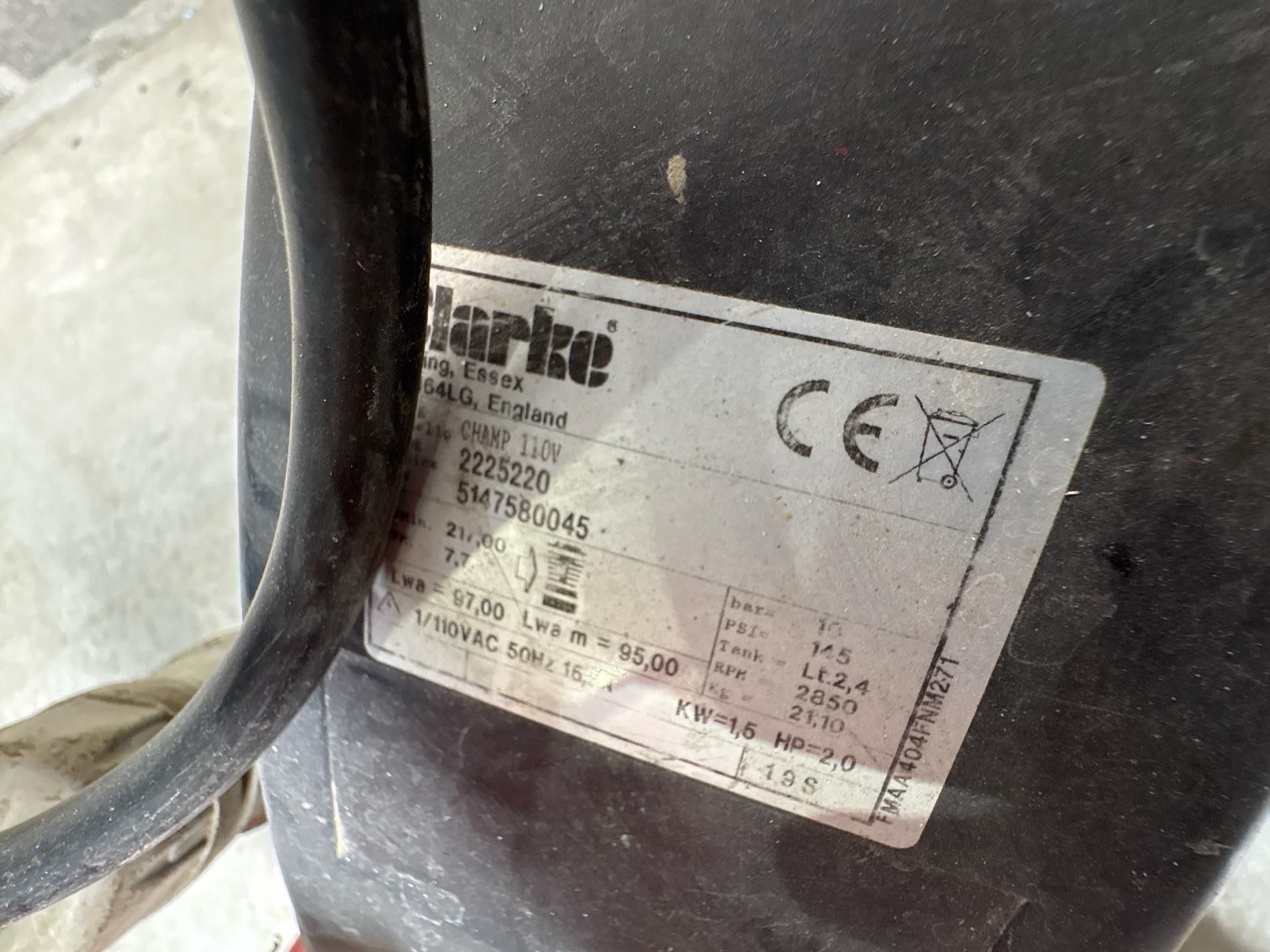 Clarke Champ Air Compressor -THX9239 - No Reserve - Image 8 of 9