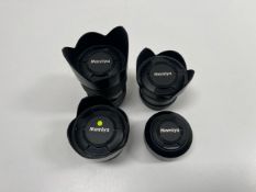 Assortment Of Mamiya AF Lenses With Caps And Hoods