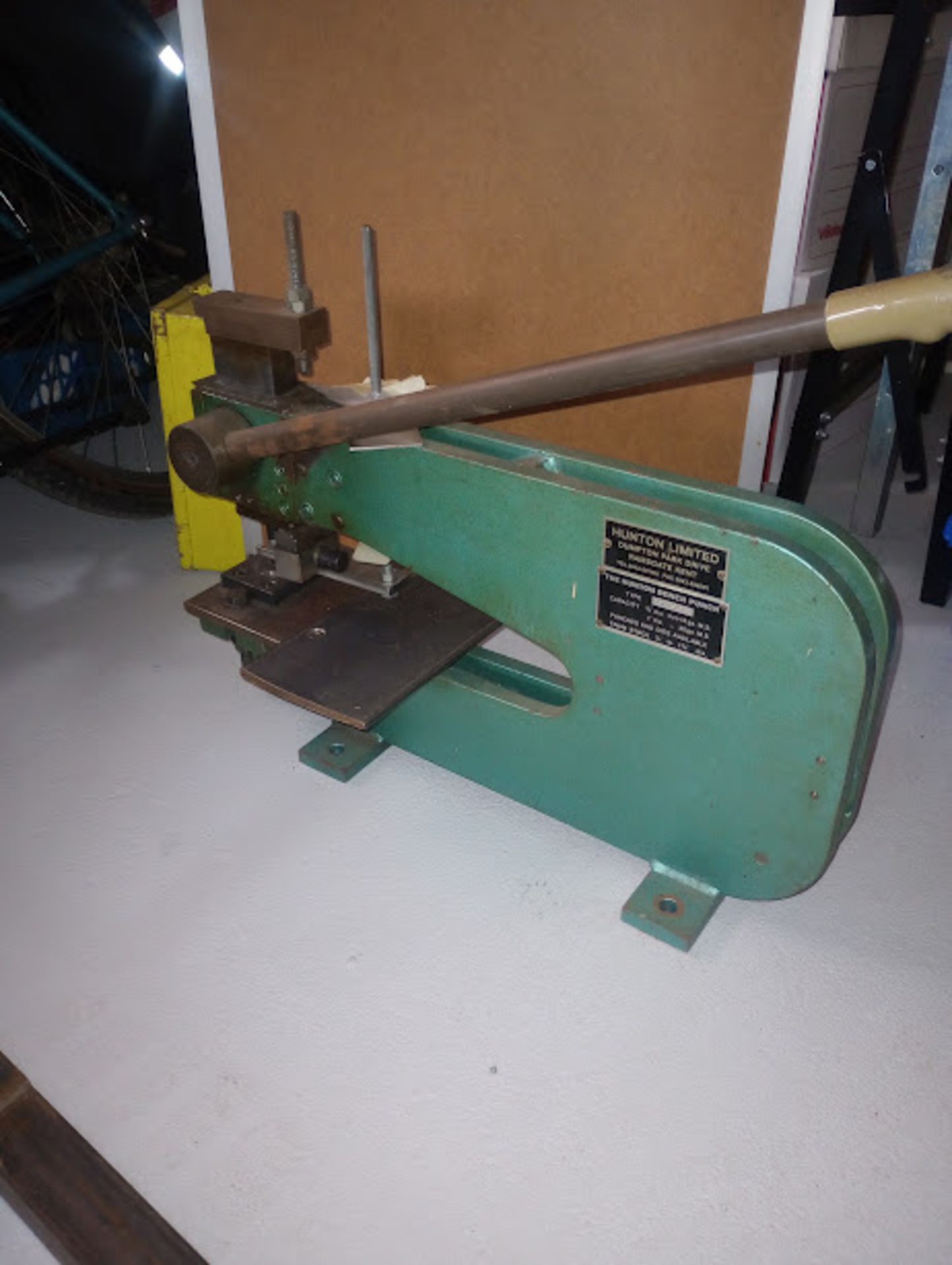 Hunton Hand Operated Bench Punch base plates are in situ fixings for attaching to the bench are wi