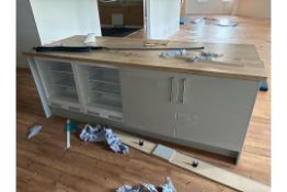 Grey Gloss Kitchen Island With Fridges