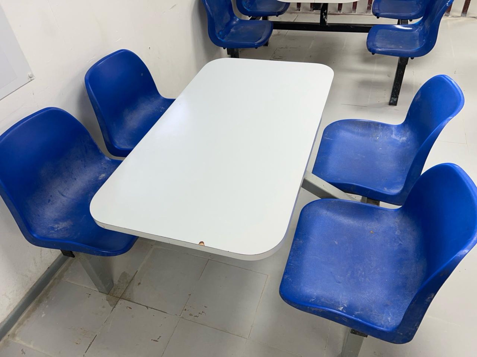 3 Sets of 4 Seat Canteen Benches Each set is a connected unit of 4 ...